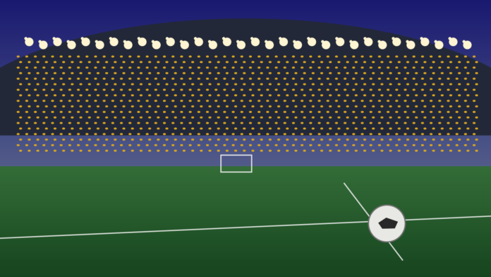 Stade vide sous les projecteurs apres un match international