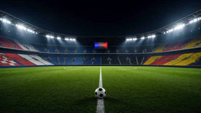 Terrain de football éclairé pour illustrer le match Croatie Belgique avant le Mondial 2026