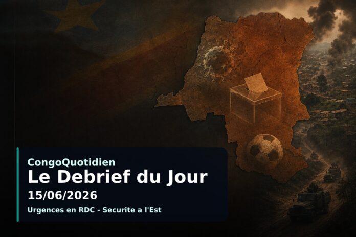 Carte de la RDC avec symboles de crise sanitaire et politique