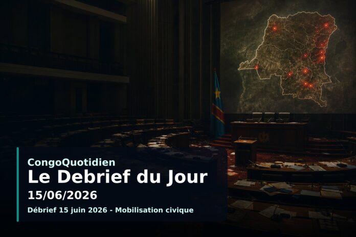 Illustration du débrief du 15 juin 2026 en RDC : référendum, tensions politiques et crises sécuritaires