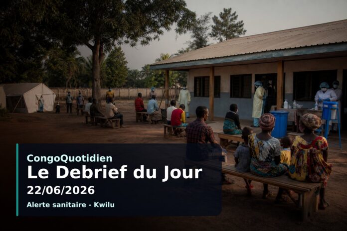 Illustration d’une équipe sanitaire en zone rurale congolaise face à une alerte de santé publique