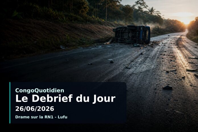Route nationale congolaise après un accident de transport public près de Lufu Gare