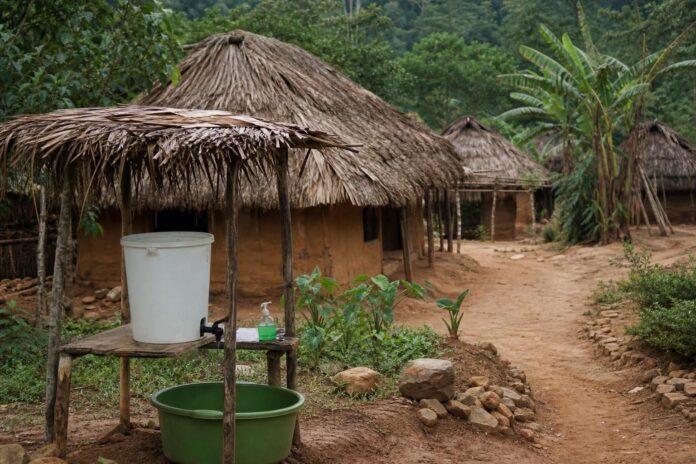 Équipe de sensibilisation discutant avec des habitants en Ituri sur la prévention d'Ebola