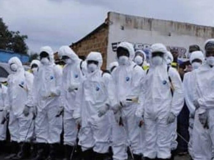 Ministres en visioconférence discutant de la surveillance d'Ebola, carte de l'Afrique de l'Est en arrière-plan