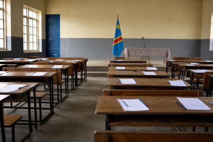 Ministre Raïssa Malu lançant l'ENAFEP 2026 à l'école Mokengeli