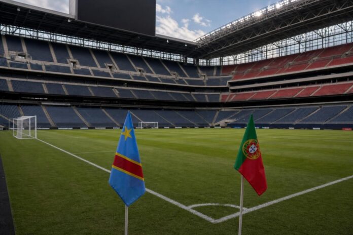 Stade de Houston avec supporters et drapeaux de la RDC