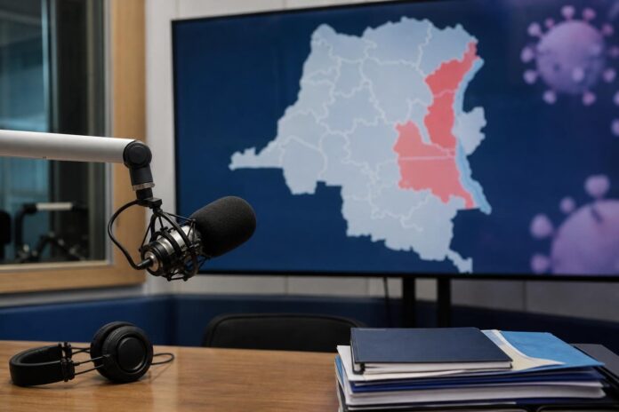 Opposant Seth Kikuni lors d'un live critiquant la gestion de l'épidémie d'Ebola