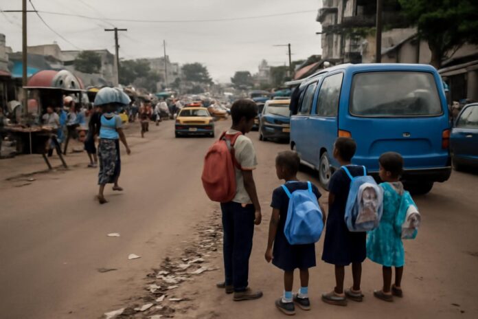 Parents et enfants discutant des défis de la parentalité à Kinshasa