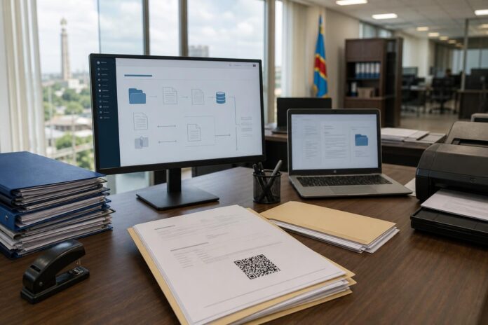 Interface numerique de delivrance d une attestation de sous traitance avec QR code et documents administratifs