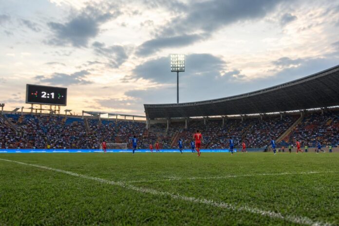 Vue d'un stade de football à Lubumbashi lors d'un match entre Maniema Union et l'AS Simba de Kolwezi