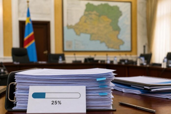Graphique ou illustration symbolisant la faible exécution des décisions gouvernementales en RDC