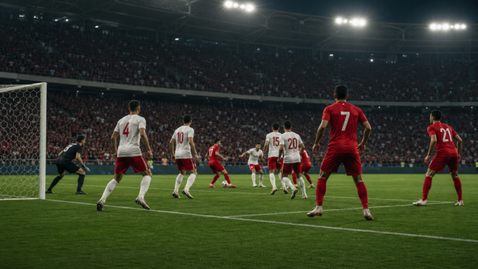 Illustration editoriale neutre pour un article sur la victoire du Paraguay contre la Turquie au Mondial 2026.