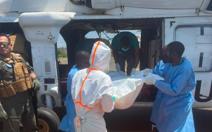 Hélicoptère de la MONUSCO en opération de sauvetage dans la forêt du Nord-Kivu