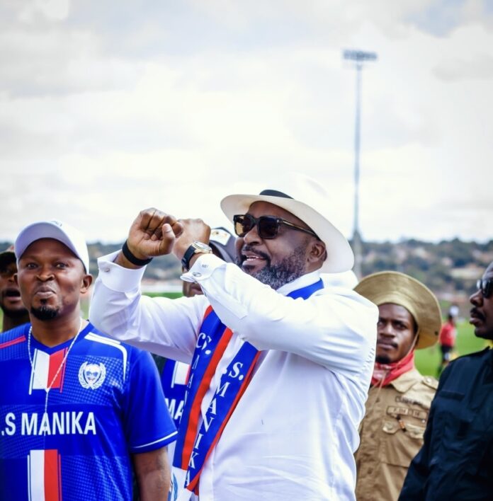 CS Manika team celebrating promotion to Ligue 1
