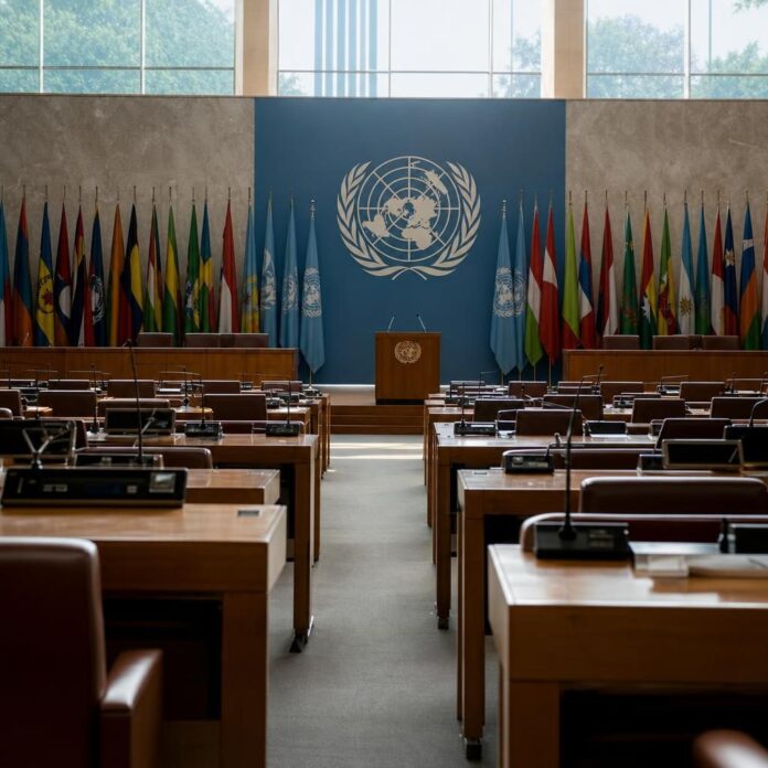 Le ministre Samuel Mbemba Kabuya s'adressant au Conseil des droits de l'homme de l'ONU à Genève