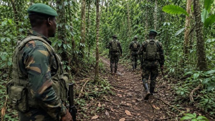 Cérémonie funèbre du chef milicien FPIC en Ituri avec militaires et civils