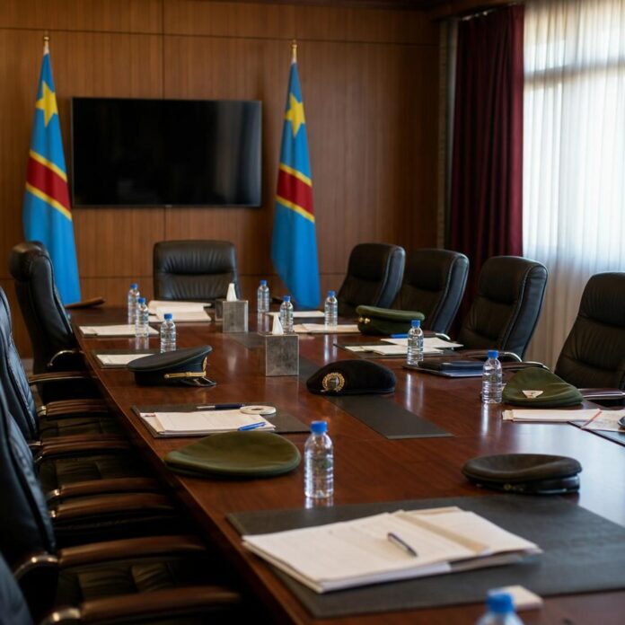 Responsables des services de défense et de sécurité à Kinshasa en réunion