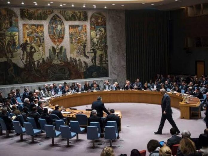 Salle du Conseil de sécurité des Nations unies lors de la présidence tournante assurée par la RDC à New York