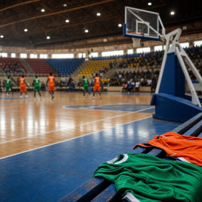 Joueurs de basketball des Léopards de la RDC en action sur le terrain