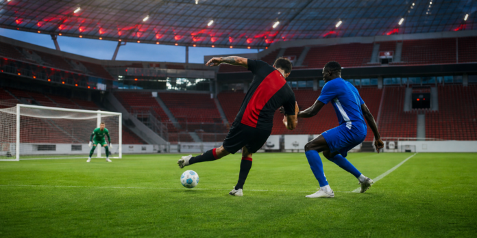 Illustration editoriale d un match de football entre Bayer Leverkusen et Genk.