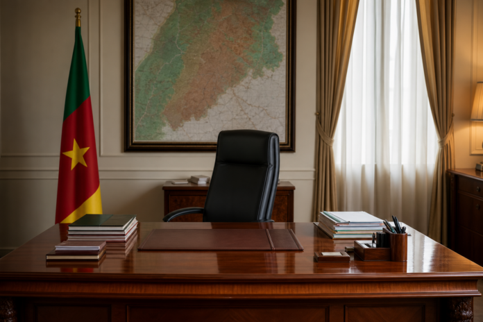Bureau officiel vide evoquant l absence prolongee de Paul Biya au Cameroun