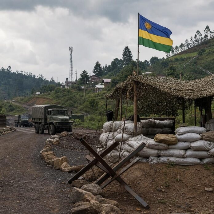 Soldats rwandais en patrouille dans une zone de l'est de la RDC