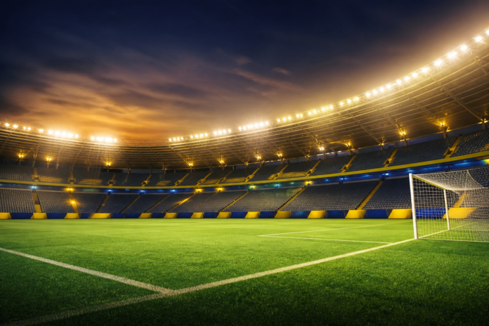 Illustration editoriale d un stade vide en Arabie saoudite pour la victoire 4-1 d Al-Nassr contre Al Diriyah.