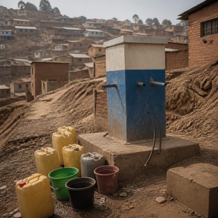 Bornes-fontaines communautaires non raccordées au réseau d'eau dans le quartier Cahi à Bukavu