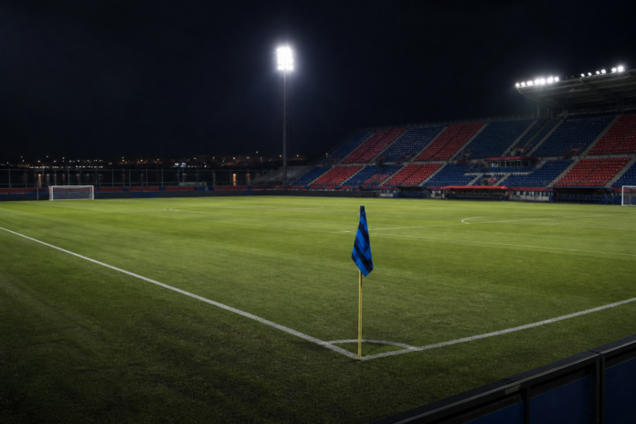 Illustration editoriale d un stade vide apres la victoire 1-0 de l Inter a Cagliari.