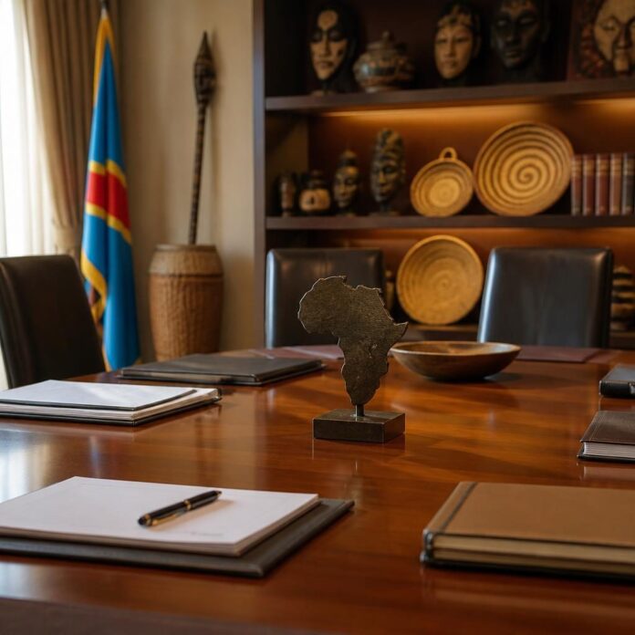 Rencontre sur la relance du Centre International des Civilisations Bantu avec des symboles culturels bantu
