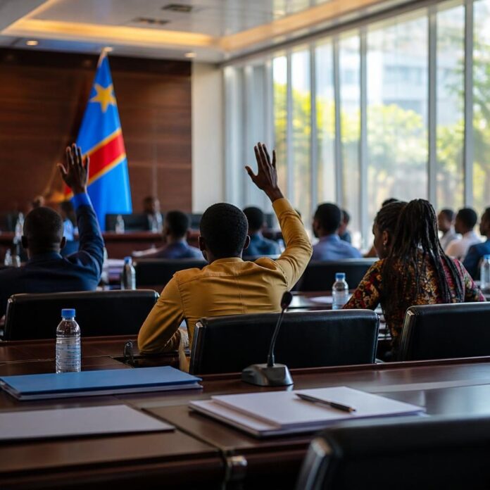 Jeunes Congolais réunis autour d'une table pour le dialogue national en RDC