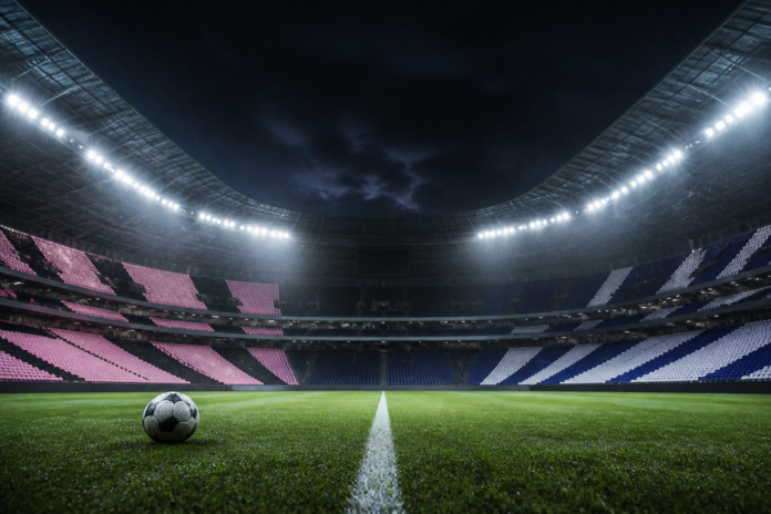 Illustration editoriale d un stade vide pour Inter Miami contre Monterrey en Leagues Cup.