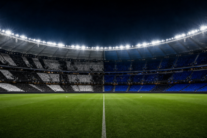 Illustration editoriale d un stade vide pour Juventus contre Inter a Perth.