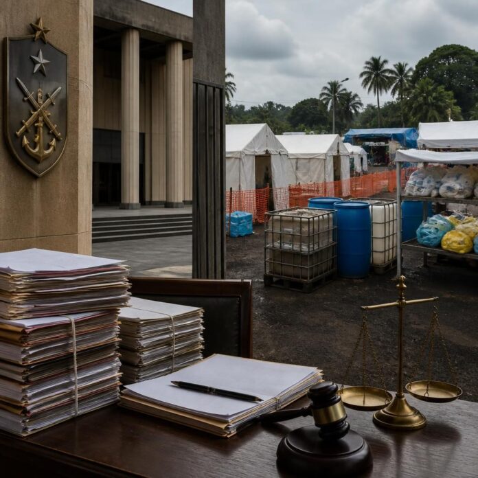 Auditorat militaire à Kinshasa et centre de traitement Ebola avec des soignants en combinaison