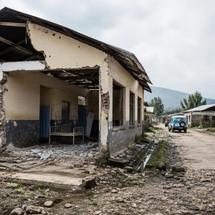 Ruines d'une école dans les zones occupées par l'AFC/M23 dans l'est de la RDC