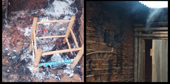 Bâtiment de l'ANR en proie aux flammes à Butuhe, territoire de Beni