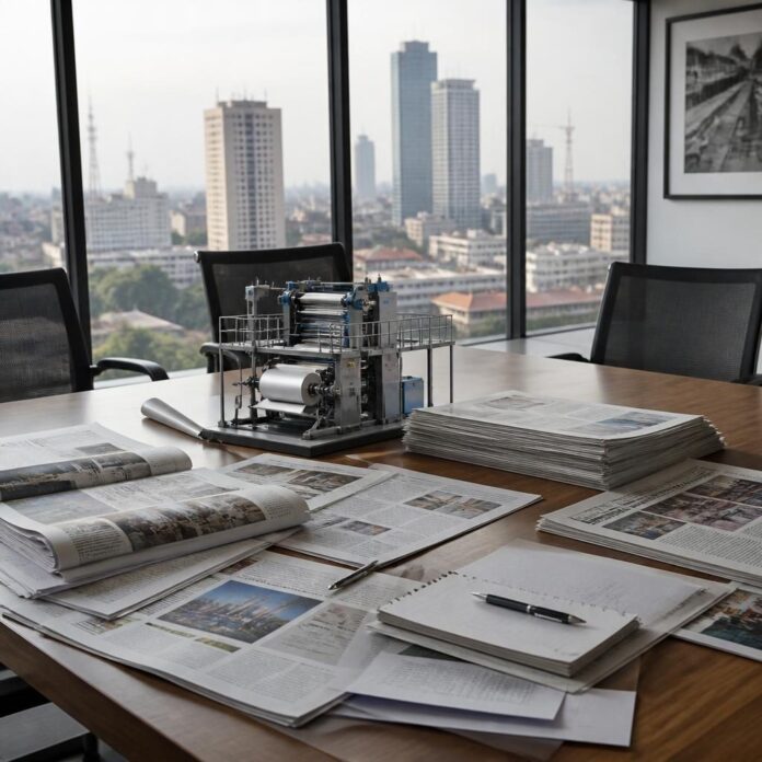 Réunion à Kinshasa sur la modernisation de l'impression de la presse écrite avec des documents et journaux