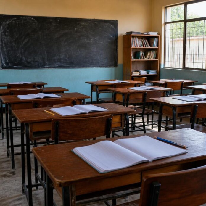 Cérémonie officielle à Kinshasa pour le lancement du projet d'intégration des enfants non scolarisés, avec des documents et des participants