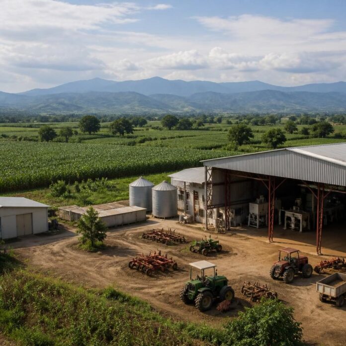 Entrepôts et machines agricoles du site de transformation de Bwegera dans la plaine de la Ruzizi