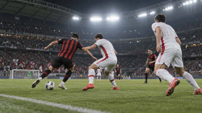 Illustration éditoriale : Benfica surprend l'AC Milan 2-0 en Ligue Europa