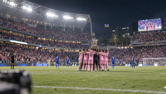 Illustration éditoriale : Inter Miami bat Cruz Azul 2-0 et remporte la Campeones Cup