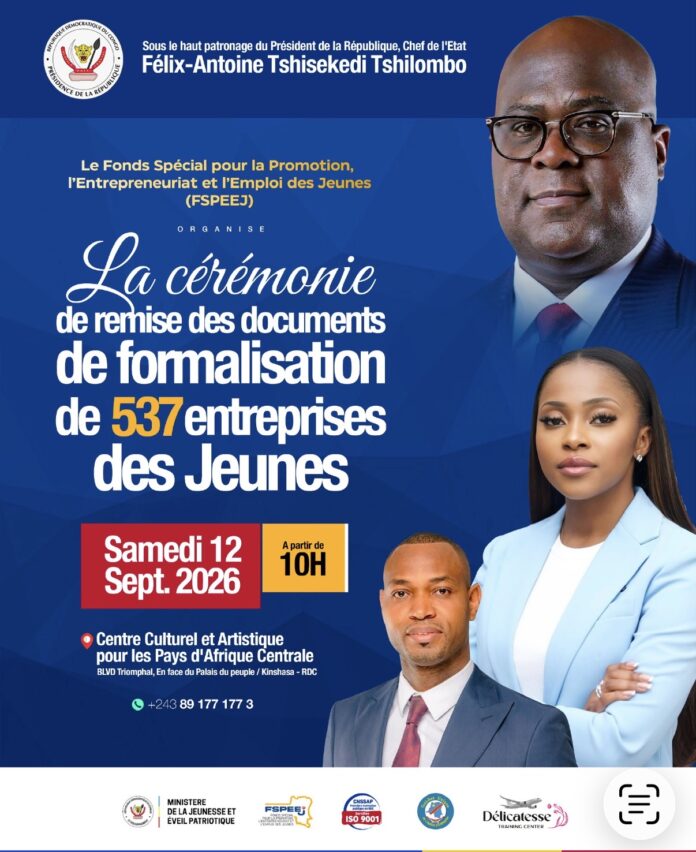 Cérémonie de remise de documents de formalisation à 537 jeunes entrepreneurs à Kinshasa