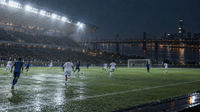 Match européen sous la pluie