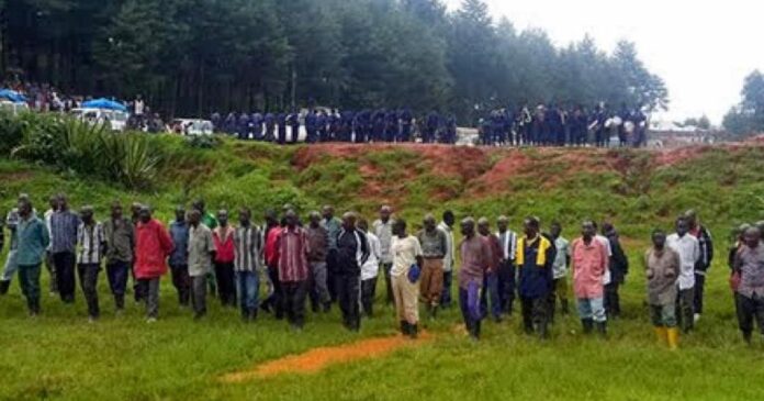 Convoi onusien et centre de transit sous tentes dans l'est de la RDC avant le transfert de combattants FDLR démobilisés vers le Rwanda