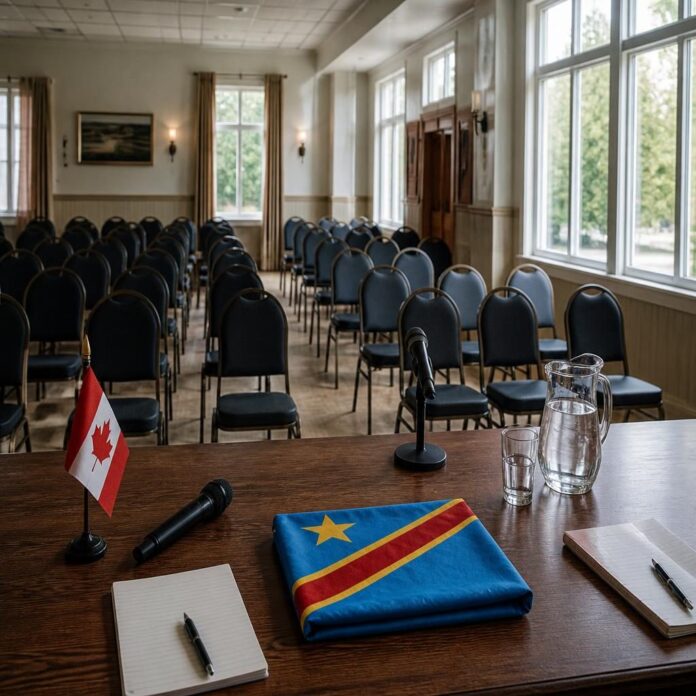 Salle communautaire à Belle River préparée pour une rencontre entre la diaspora congolaise et des élues canadiennes