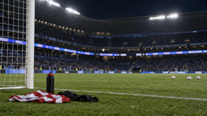 Stade de football sous les projecteurs