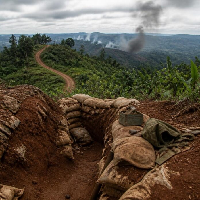 Collines et position militaire de Mindjendje, à Walikale, au Nord-Kivu, après les combats entre FARDC et AFC/M23