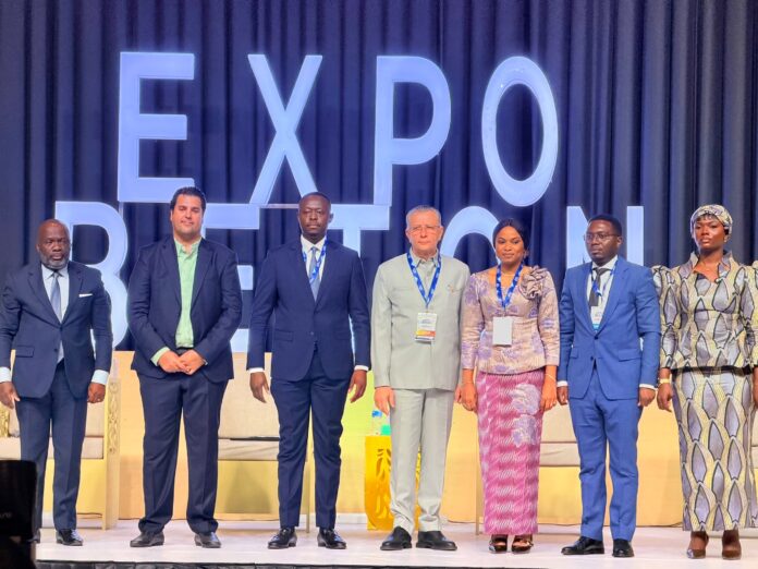 Vue d’infrastructures électriques, transformateurs et panneaux solaires en construction près de Kinshasa