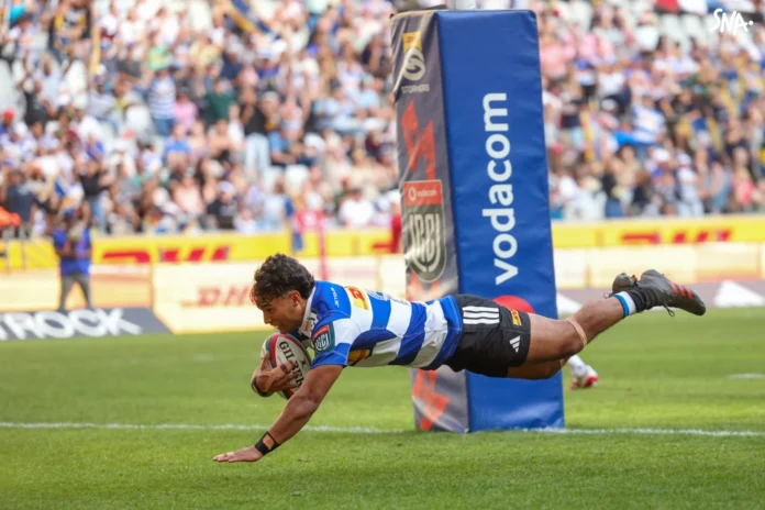 Illustration editoriale accompagnant : Au Cap, Ahmed délivre les Stormers face aux Scarlets, 52–40