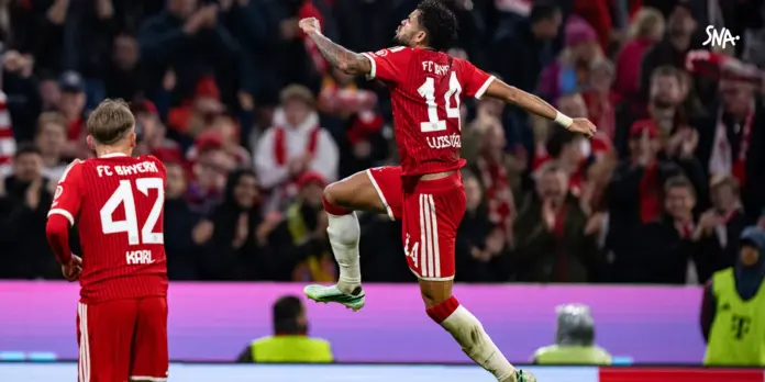 Illustration editoriale accompagnant : Bayern–Leipzig : Díaz triple buteur, Munich écrase 6-1